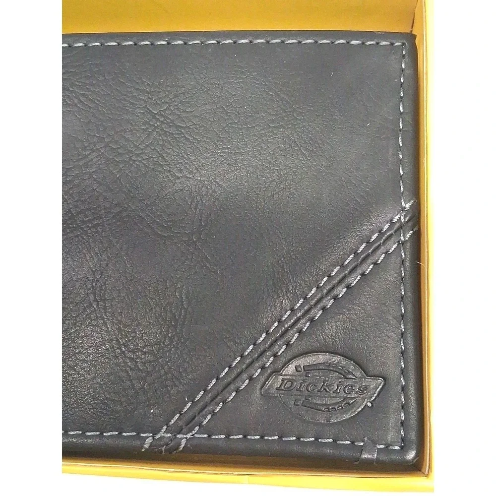 Dickies Black w/ Gray Stitching Bifold Men's Wallet NIB - Soft, Sleek Look